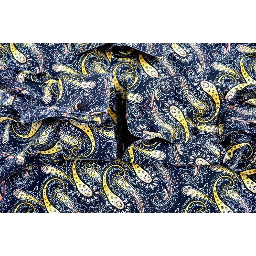 Stacy Adams Shirt Men's  17 32/33  Black Yellow Paisley Convertible French Cuffs - Picture 5 of 16